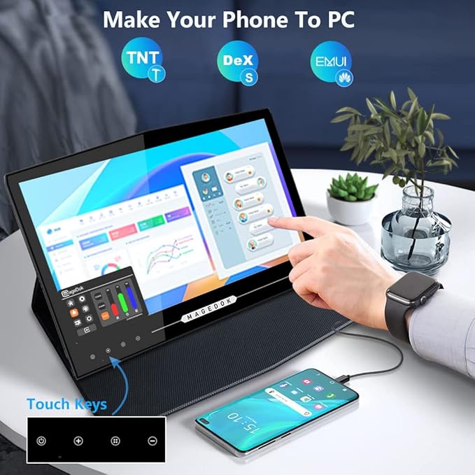 OLED Portable Touchscreen Monitor, 13.3" 2K 1MS Portable Gaming Monitor 100% DCI-P3 Ultra-Thin Computer External Display, External Second Screen USB C/HDMI with Smart Cover