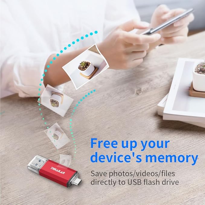 Thkailar USB C Flash Drive 32GB 2 in 1 Dual OTG Thumb Drive High Speed USB 3.1 Type C Memory Stick for iPhone 15, Samsung, MacBook, Laptop, Tablet, PC