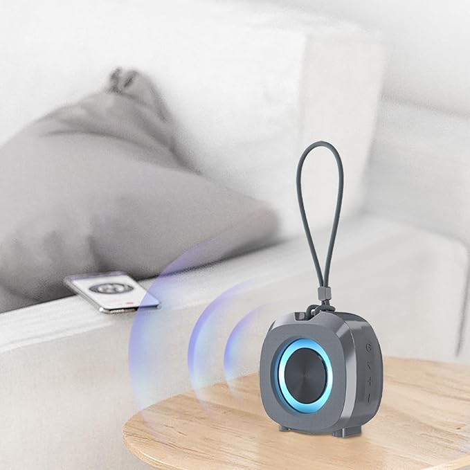 PEICHENG Speaker, Small Portable Bluetooth Wireless IPX5 Waterproof Shower Speaker,Loud Stereo Sound Deep Bass,TWS Paire, RGB Lights,Long Playtime for Outdoor Party, Great Gift,1PC(Gray)