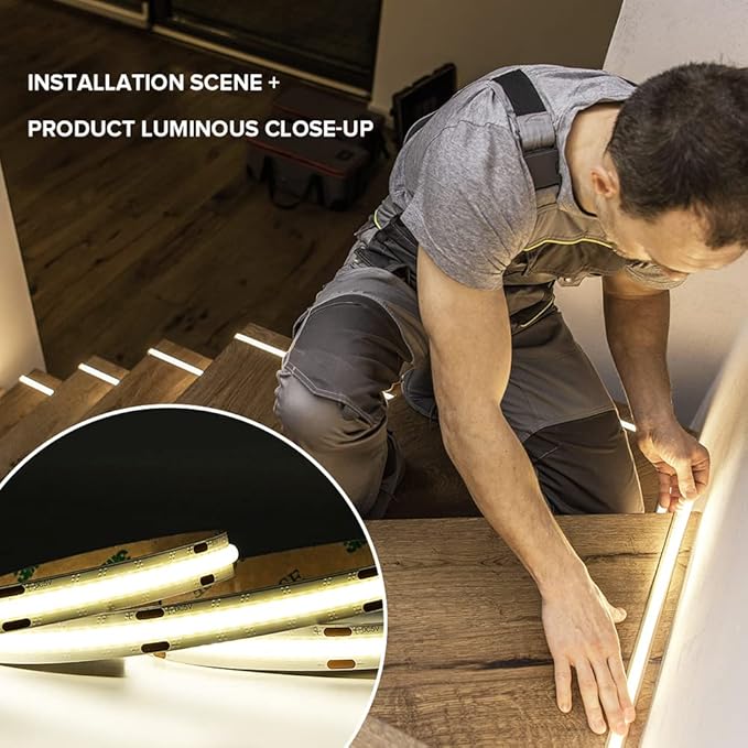 USB LED Light Strip 6.56FT, 5 Volt USB Powered COB LED Tape Lights, 4000K Natural White 8mm High Density Flexible Strips CRI90+ for TV Backlight Under Cabinet Bedroom, No Controller and Power