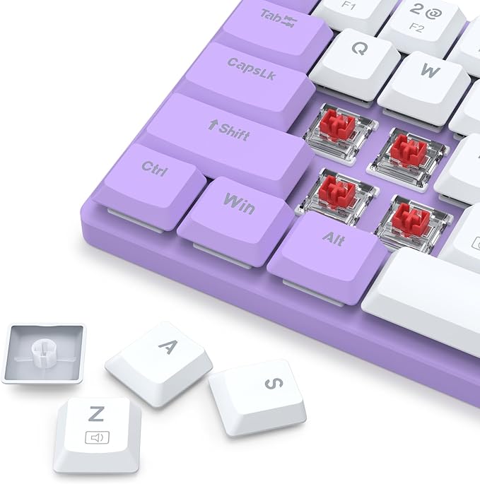 Redragon BS8773 Wireless Keyboard and Mouse Combo, 78 Keys 2.4Ghz Wireless Low-Profile Mechanical Red Switch Keyboard w/Slim Compact Design & Single Blue Backlit, Comfort Grip 2400 DPI Max Mouse