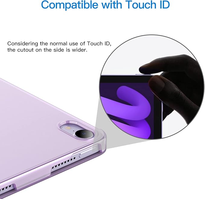 JETech Case for iPad mini (A17 Pro, 2024 Model, 7th Generation) / mini 6 (2021 Model, 6th Generation), Slim Stand Hard Back Shell Smart Cover with Auto Wake/Sleep (Purple)