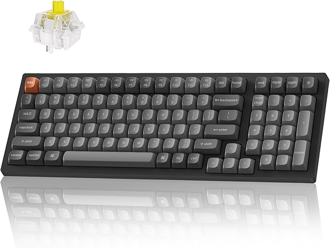Keychron K4 Max Wireless Custom Mechanical Keyboard with Number Pad, QMK Programmable 100 Keys RGB Backlight, Bluetooth/2.4 GHz/Wired PBT Keycaps Compatible with Mac Windows Linux