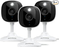 AOQEE 2K Cameras for Home Security-Outdoor/Indoor Camera for Dog/Cat/Pet/Nanny/Baby/Elderly, Color Night Vision, White Light, Siren, 24/7 SD Recordings, Works with Alexa, Plug in (C1-White-3pack-2.4G)