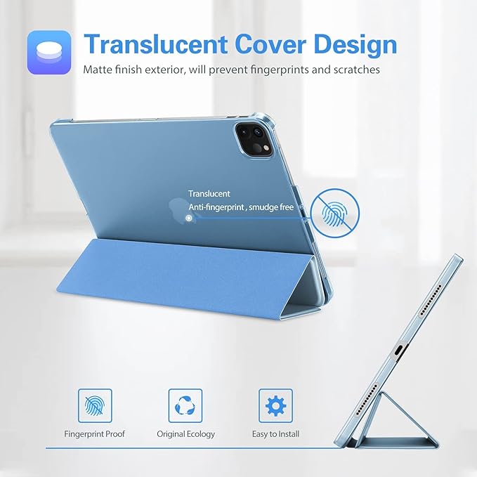 ProCase for iPad Pro 11 Inch Case 2022/2021/2020/2018(4th/3rd/2nd/1st Generation), iPad Pro 11" Slim Stand Hard Back Cover Shell Smart Folio Compatible with Pencil/Support Auto Wake/Sleep -SkyBlue