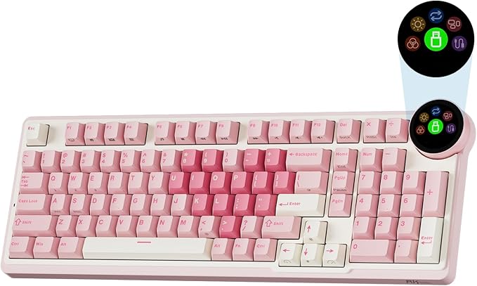 RK ROYAL KLUDGE N99 Wireless Mechanical Keyboard with Screen & Knob, BT/2.4G/USB-C, 96% Hot Swappable Pre-lubed Tactile Switches, Gasket Mount, RGB Mechanical Gaming Keyboards