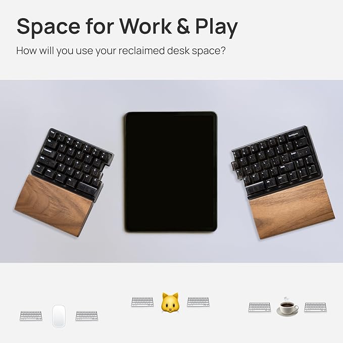 Lite Wireless Split Keyboard Mechanical - Silent Switches, RGB, Foam, Hot Swappable, Compact 60% Layout, PBT Keycaps Programmable for Mac & Windows Black