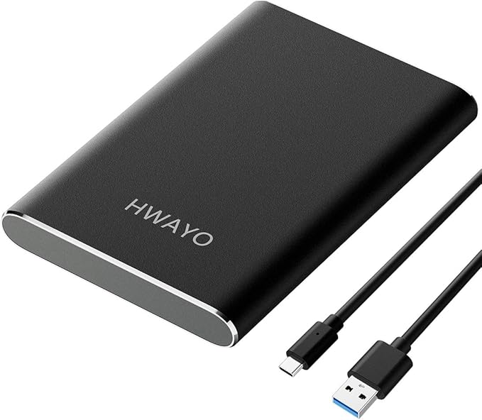 HWAYO 120GB Portable External Hard Drive, USB3.1 Gen 1 Type C Ultra Slim 2.5'' HDD Storage Compatible for PC, Desktop, Laptop, Mac, Xbox One (Black)