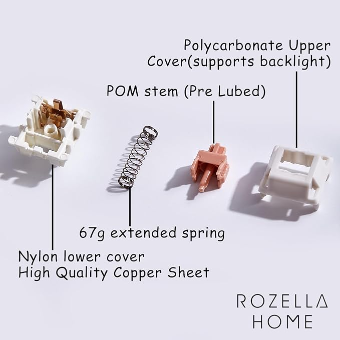 Holy Panda Mechanical Keyboard Switch, 3Pin, 67g Extended Spring, Enhance Tactile Plate Mounted MX Switch(70 Pack)