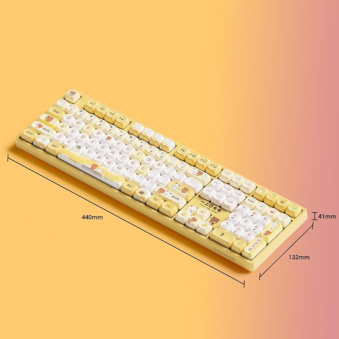 Akko Wireless Gaming Keyboard 5108B Plus Full Size Keyboard Bubu & Dudu Yellow Hot-Swappable Tri-Mode Mechanical Keyboard RGB Backlight, Piano Pre Lubed Switch