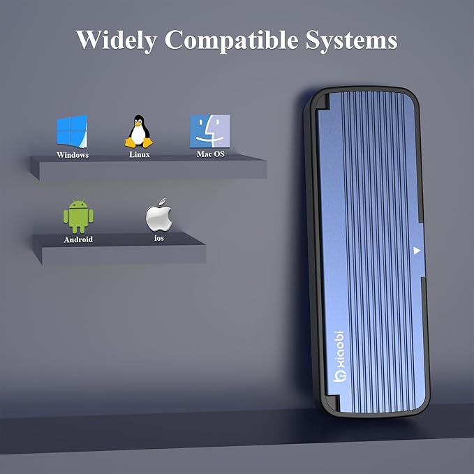 NVMe Enclosure, Tool-Free Installation, USB 3.2 Gen 2 (10 Gbps) to M.2 NVME M-Key/(B+M) Key SSD Adapter Support UASP and Trim, for SSDs 2230/2242 /2260/2280