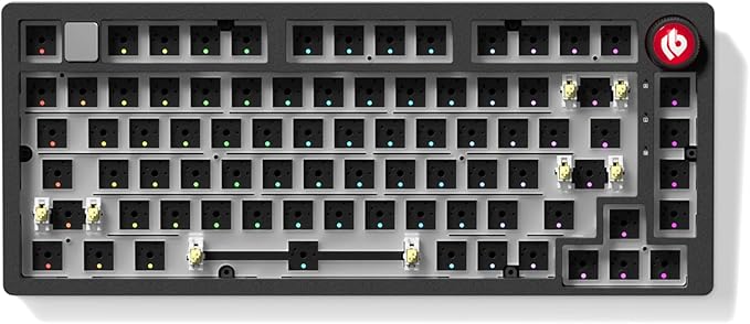 CORBOBO LEOBOG Hi75C Upgraded Wired Mechanical Keyboard Kit – Aluminum Alloy Gasket Mount 75% Barebones DIY Base with Hot Swap, RGB Backlighting & Volume Knob – Enhanced Custom Gaming Keyboard Build