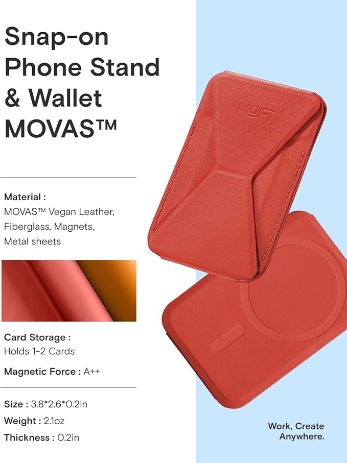 MOFT Magnetic Wallet Stand Compatible with iPhone 17/16/15/14/13/12 Series, Angle Adjustment & Magsafe Compatible MOVAS Phone Stand,Sunset