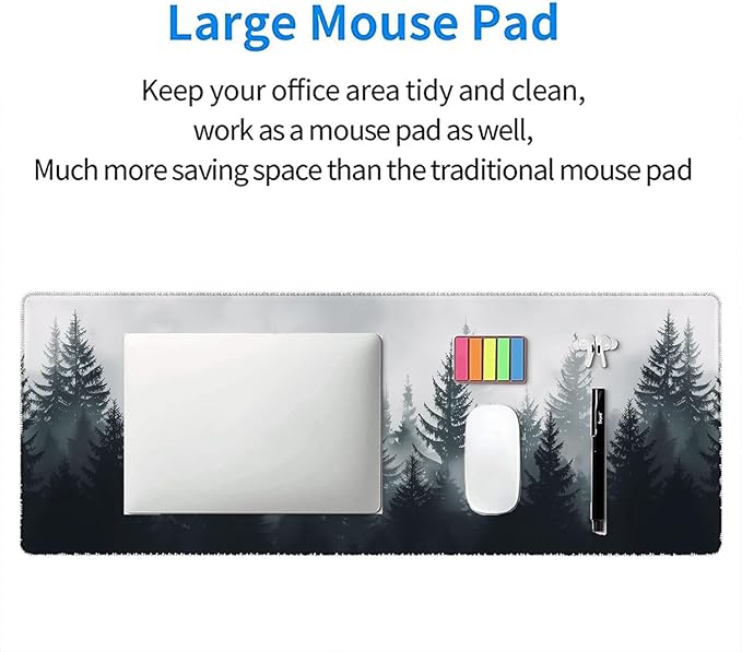 Misty Forest Gaming Mouse Pad Forest Tree XL Mouse Pad Large Mousepad Extended Laptop Keyboard Mat Gaming Desk Pad Mouse Mat 31.5"x11.8" Office Computer Keyboard Laptop Home
