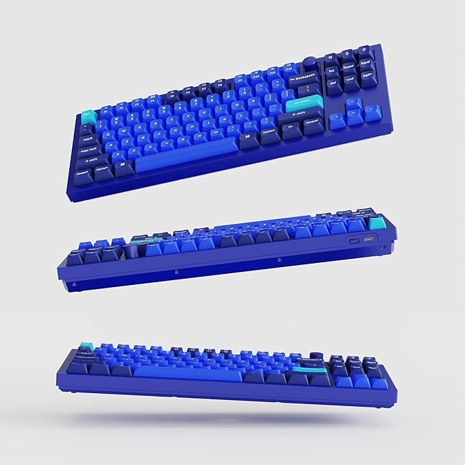 Keychron Q3 Wired Custom Mechanical Keyboard Knob Version, TKL Tenkeyless QMK/VIA Programmable Macro with Hot-swappable Gateron G Pro Red Switch Double Gasket Compatible with Mac Windows Linux (Blue)