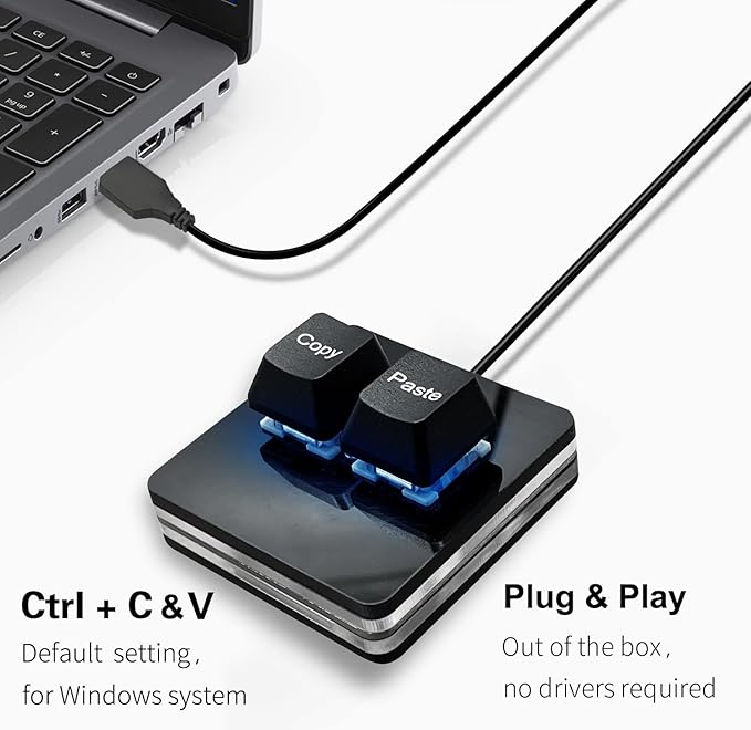 BTXETUEL Copy and Paste 2-Key Keyboard SAYO OSU Keypad Hotswap One Handed Mechanical Gaming Keyboard Cherry Switch RGB Backlit Mini USB Keypad for macros or Rhythm Games