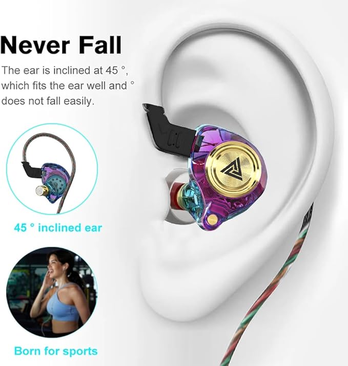 Wired Gaming Earbuds, Ak3file in Ear Monitors, Deep Bass Sound Wired Earbuds, HiFi in Ear Headphones with 1DD 10mm Dynamic Driver, IEM for Music Gaming Video Calling (Purple)