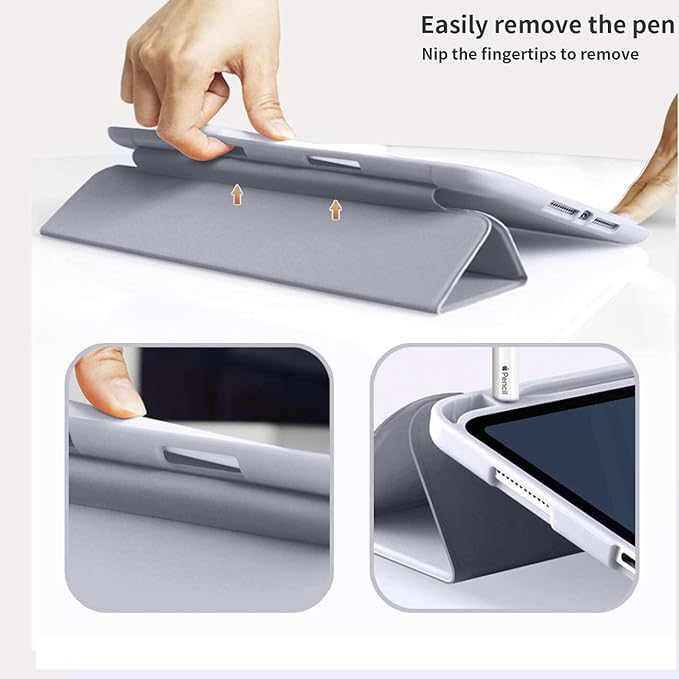 Aoub Case for iPad 9.7 inch 6th/5th Generation Case 2018/2017 with Pencil Holder, Thin Lightweight Smart Stand Cover, Auto Wake/Sleep, Model A1822/A1823/A1893/A1954, Purple Gray