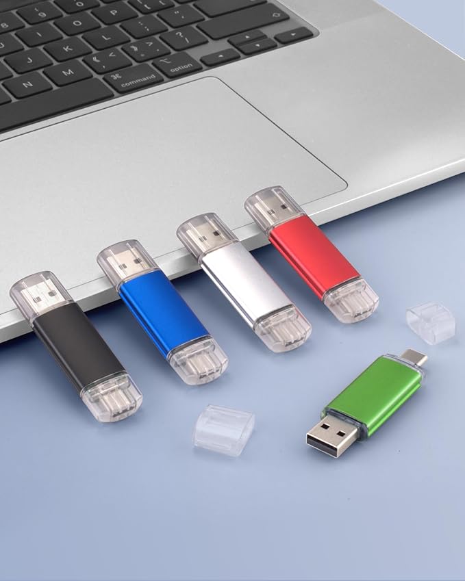 AreTop 8GB USB C Thumb Drive USB 2.0 Dual Flash Drive 8GB USB Drive 2-in-1 Portable Type-C Memory Stick for Android Smartphone, Computers, MacBook, Tablets, PC, 5 Pack