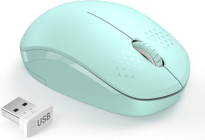 seenda Wireless Mouse for Laptop, 2.4G Noiseless Mouse with USB Receiver - Optical Tracking Portable Computer Mice for Chromebook, PC, Tablet, Windows System, 24 Months Battery Life - Mint Green