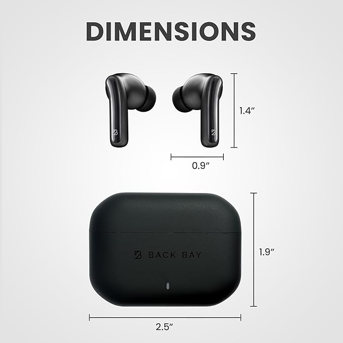 Back Bay Audio FirstClass - True Wireless Earbuds Noise Cancelling, Bluetooth 5.4 Ear Buds Wireless Bluetooth Earbuds Noise Cancelling Earpods, Active Earphones with ANC Sound Canceling Headphones