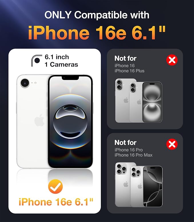Diaclara Magnetic Designed for iPhone 16e Case, Full Body Rugged Case with Built-in Touch Sensitive Anti-Scratch Screen Protector, Soft TPU Bumper Waterproof Case (Clear Glitter)