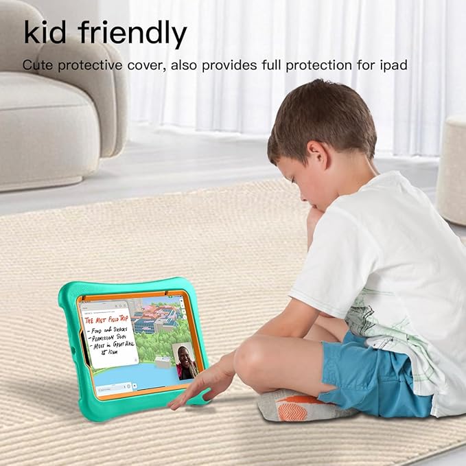 Kids Case for iPad Mini 7 A17 Pro 2024 /iPad Mini6 2021, Light Weight Heavy Duty/Shockproof/Drop Proof with Handle/Kickstand, Child Friendly Cover for iPad Mini 7th/6th Gen 8.3inch (mint green)