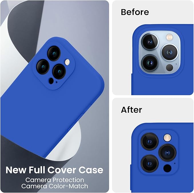 FireNova Designed for iPhone 13 Pro Case, Silicone Upgraded [Camera Protection] Phone Case, Soft Anti-Scratch Microfiber Lining Inside, 6.1 inch, Klein Blue