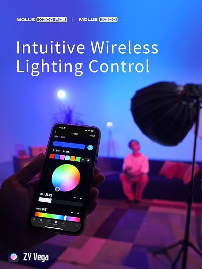 ZHIYUN MOLUS X200 Standard 200W Video Light Professional Photography Light Bowens Mount 2700K~6500K CRI≥95 TLCI≥97 for Tiktok Portable Light