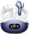 Wireless Earbuds, 48Hrs 2026 Bluetooth Headphones, Hi-Fi Stereo Deep Bass Ear Buds, ENC Noise Cancelling Mic, Clear Calls, IP-X7 Waterproof, USB Sport Earphone in Ear for Phones Laptop Pad, Navy Blue
