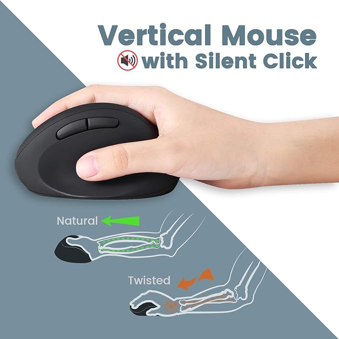 Perixx PERIDUO-606 Wireless Mini Ergonomic Keyboard with Portable Vertical Mouse - Adjustable Palm Rest Stand - Membrane Low Profile Keys - US English