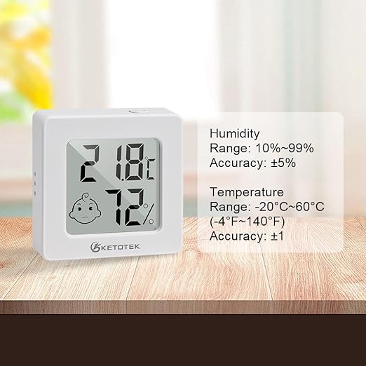 KETOTEK 5 Pack Thermometer Room Hygrometer Indoor Mini Temperature and Humidity Monitor Digital Humidity Meter Gauge with Comfort Indicator for House Office Greenhouse