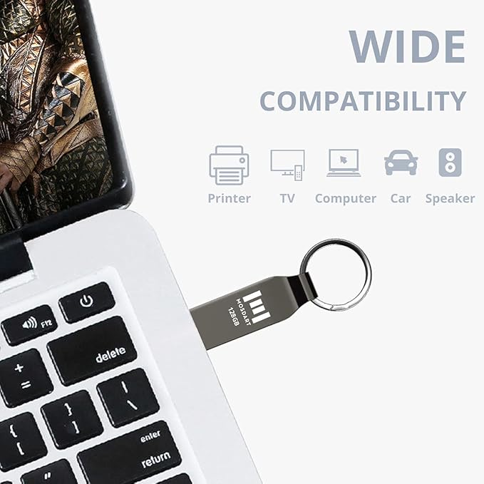 MOSDART Waterproof 128GB USB2.0 Flash Drive, exFAT Metal Memory Stick with Keychain, for System Back, Data Storage, Titan Gray(Pack of 2)