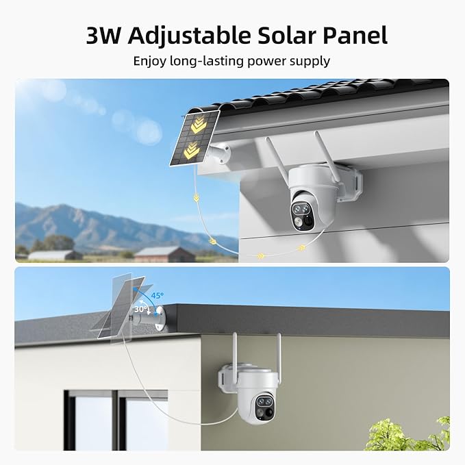 SV3C Security Cameras Wireless Outdoor, 2K Dual Lens Camera for Home Security with Solar Powered, Auto Tracking, 360°Pan & Tilt, No Subscription Fees, Color Night Vision, 2-Way Audio, (Add-on Camera)