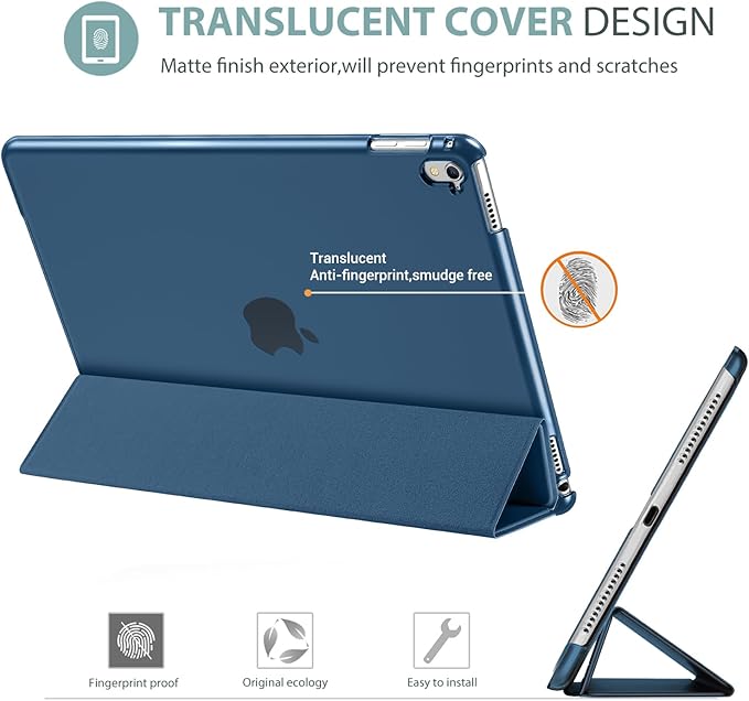 ProCase Smart Case for iPad Pro 9.7 Inch 2016, Ultra Slim Lightweight Stand Smart Case Shell with Translucent Frosted Back Cover for iPad Pro 9.7 Inch (A1673 A1674 A1675) -Navy