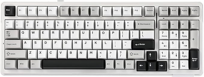 EPOMAKER x Aula F99 Wireless Mechanical Keyboard, Hot Swappable Gasket Custom Gaming Keyboard with Five-Layer Padding, BT/2.4GHz/USB-C, 8000mAh Battery (White Grey, Graywood V3 Switch)