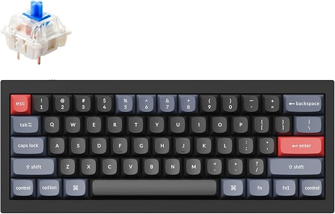 Keychron Q4 Wired Custom Mechanical Keyboard, QMK/VIA Programmable Macro, Full Aluminum, Hot-Swappable Gateron G Pro Blue Switch, 60% Layout Double Gasket Compatible with Mac and Windows - Black