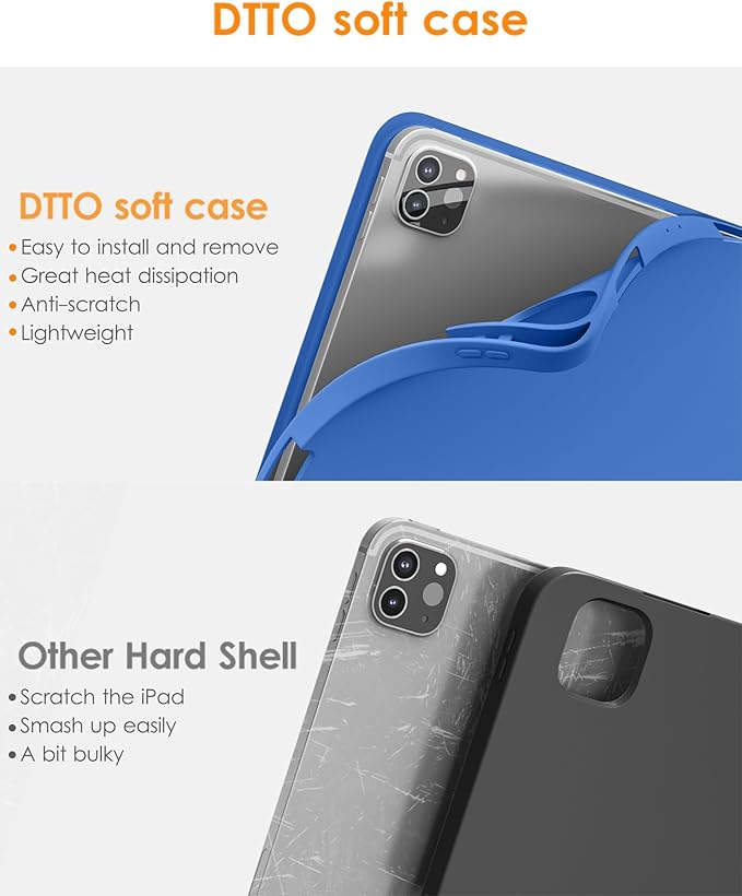 DTTO for iPad Pro 11 inch 4th/3rd/2nd/1st Generation 2022/2021/2020/2018 Case, Smart Slim Trifold Stand Soft TPU Back Cover with Built-in Pencil Holder, Also Fit iPad Air 5/4,Ocean Marble