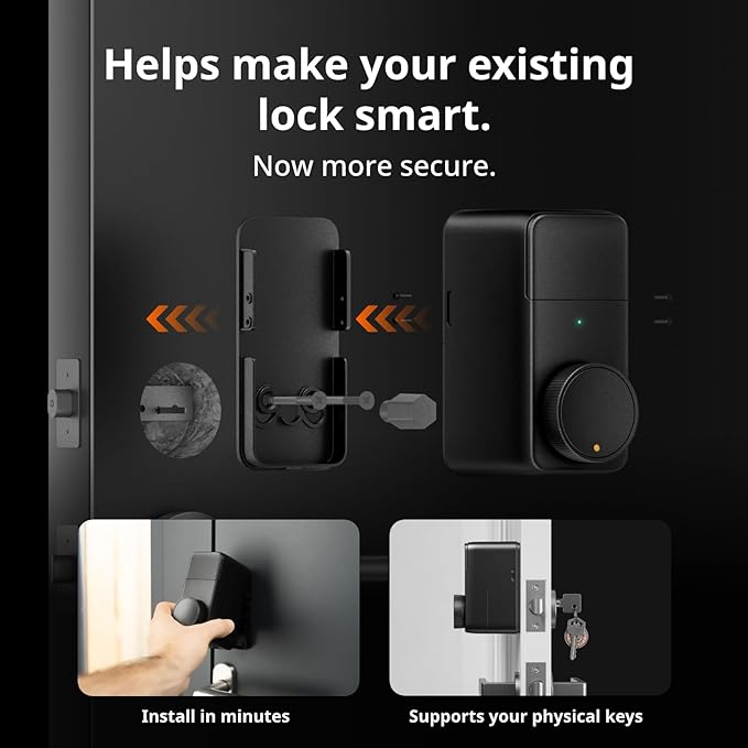 SwitchBot Smart Lock Pro Keyless Entry Door Lock, Smart Deadbolt Retrofit for Existing Deadbolt, No-Drill Install for Renters, Auto-Lock, Add Hub (Sold Separately) for Matter Siri, Alexa & Google