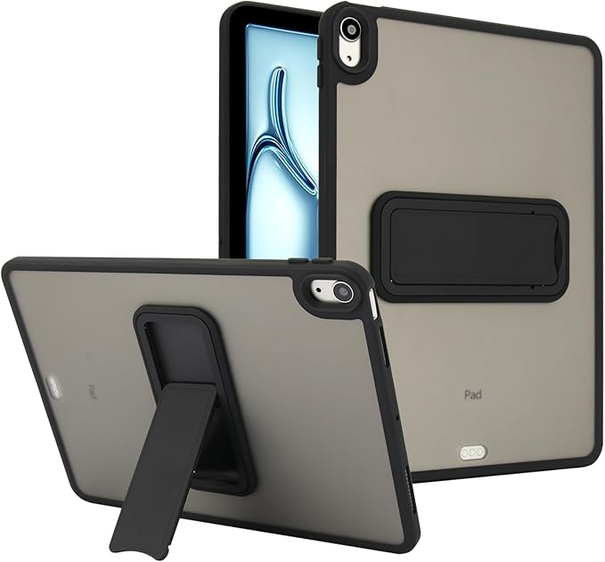 Shockproof Case for iPad Air 11-inch M4/M3/M2 (2026/2025/2024) for Women Men, Kickstand Slim Fit Rugged Bumper Lightweight Anti-Scratch Bumper Case Cover for iPad Air 11", Black