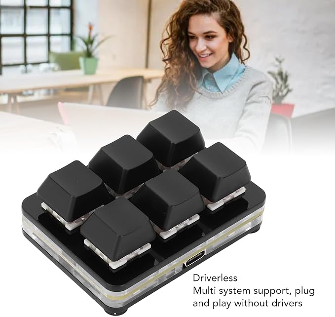 XUMIUZIY 6 Key Gaming Keyboard, USB Mini Keyboard with Programmable Macro, RGB Mechanical Keyboard, 6 Keys One Handed USB PC Keypad for Game Office (Black)
