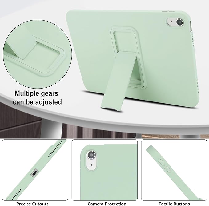 Shockproof Case for iPad 10th/11th Gen, TPU & Hard PC Back Cover with Kickstand Feature Screen & Camera Defense Cleaning Cloth + Stylus Included for iPad 11th 10th Gen, Mintgreen