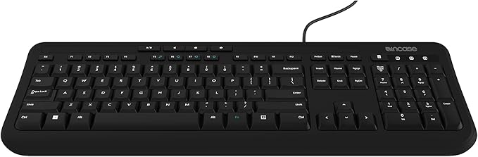 Incase Wired Keyboard 600 – Designed by Microsoft – Spill Resistant, Quiet Touch Keys, Plug and Play, 4 Hotkeys, Windows Start Key – Black