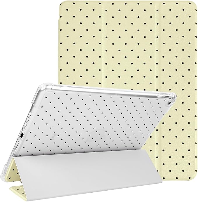 Lovmooful Compatible for iPad 5/6 (9.7-Inch,2018/2017 Model,6th/5th Generation) Case with Pencil Holder Cute Polka Dot with Aesthetic Design Soft TPU Trifold Stand Protective-Yellow