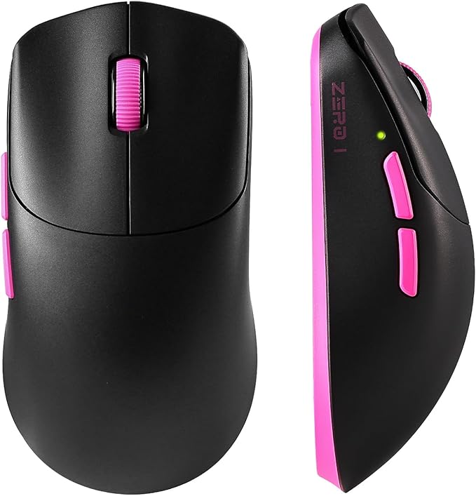 Zero 1 Pro Gaming Mouse,55g Ultralight Wireless Mouse, PAW3311 12K DPI, Tri-Mode 2.4G/Bluetooth/USB-C,Programmable Ergonomic Design,for Laptop/PC/Mac(Black & Pink)