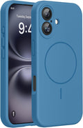 Miracase Magnetic for iPhone 16 Plus Case, [Soft Anti-Scratch Microfiber Lining], Compatible with MagSafe, Liquid Silicone Shockproof Drop Protection Phone Case for 16 Plus,Capri Blue
