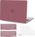 Anban Compatible with MacBook Air 13 inch Case M1 2021 2020 2019 2018 A2337 A2179 A1932, Matte Plastic Hard Shell + 2 Keyboard Cover + Screen Protector for MacBook Air 13.3 inch Case, Tea Petal Pink