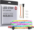 BTF-LIGHTING FCOB WS2811 IC RGB COB LED Strip 864LED/m Flexible High Density Color Chasing Uniform Light DC24V 9.8FT 24IC/m 12mm Width for DIY Lighting Project(No Adapter or Controller)