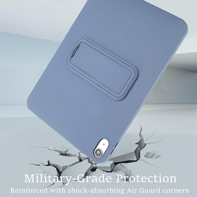 Shockproof Case for iPad 10th/11th Gen, TPU & Hard PC Back Cover with Kickstand Feature Screen & Camera Defense Cleaning Cloth + Stylus Included for iPad 11th 10th Gen, Lavendergray