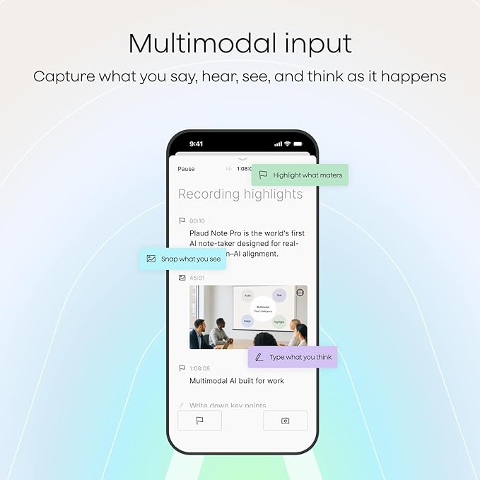 Plaud NotePin Voice Recorder, AI Voice Recorder, AI Note Taker, AI Transcribe & Summarize, Support 112 Languages, for Meetings, Lectures, Professionals, Teams, Sunset Purple, Non-S Version